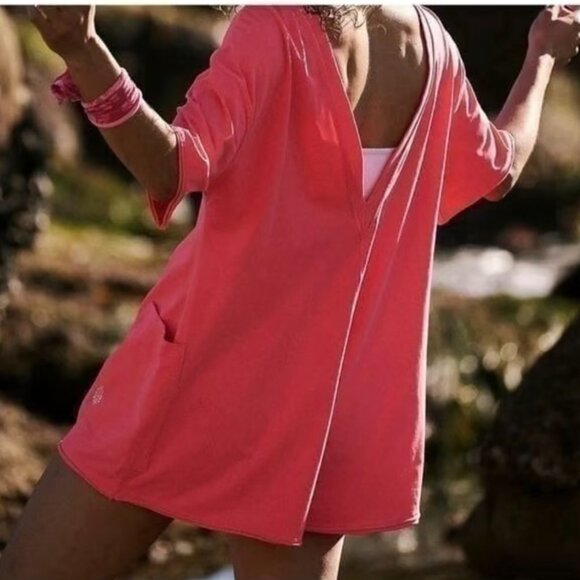 Free People Hot Shot Tee Romper in Electric Sunset - Neon Pink - Picture 6 of 8